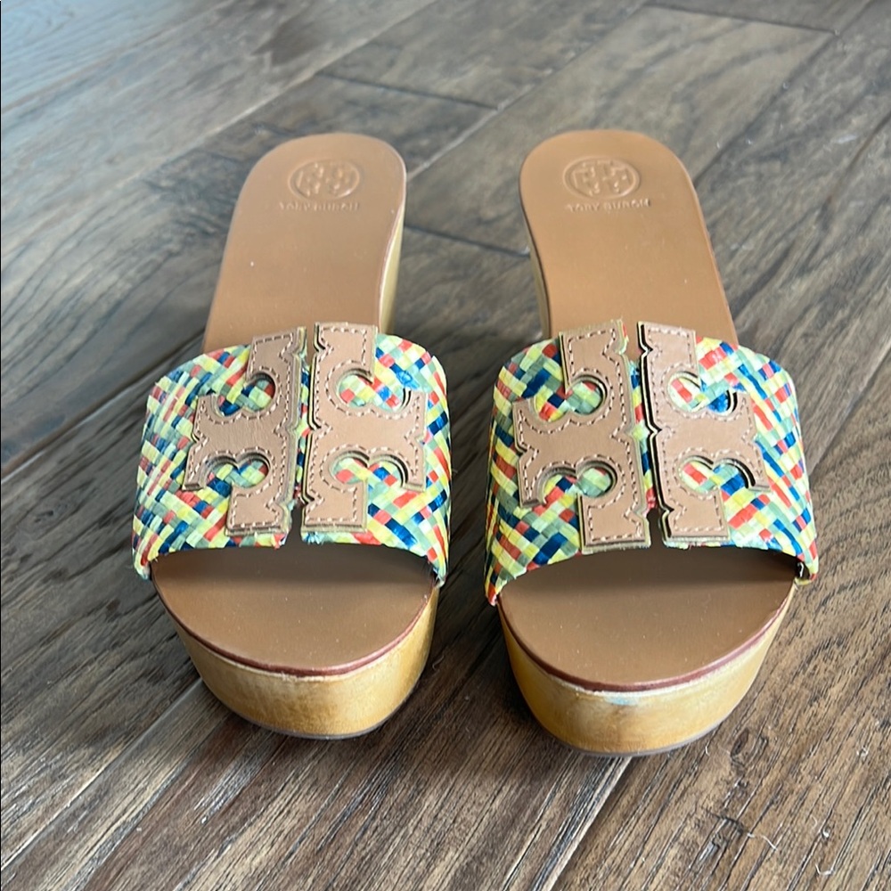 Tory Burch Multicolor Woven Platform Sandals